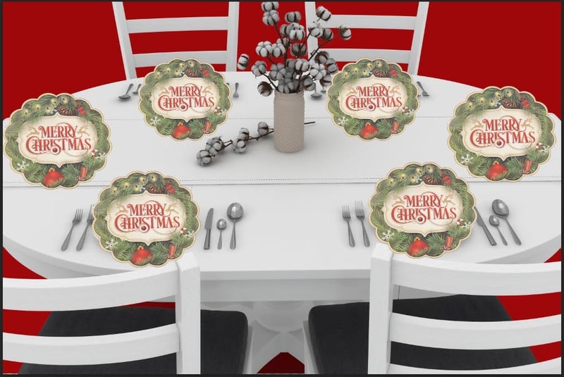 BASHOUT Christmas Paper Placemats, 15 Inch Glossy Paper Holiday Disposable Placemats, Set of 25 pcs Merry Christmas or Family, Friends, School and Corporate Holiday Lunch or Dinner. - Image 3